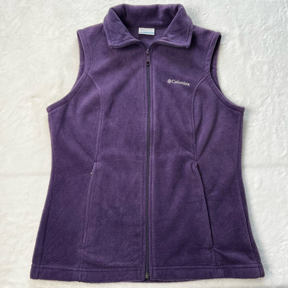 Columbia purple fleece full zip Vest women’s  size small